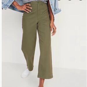 Old Navy Olive Green High-Rise Wide-Leg Crop Pants Size 6